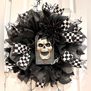 Halloween Wreath, Spooky Wreath, Skeleton Wreath, Talking Halloween Decor